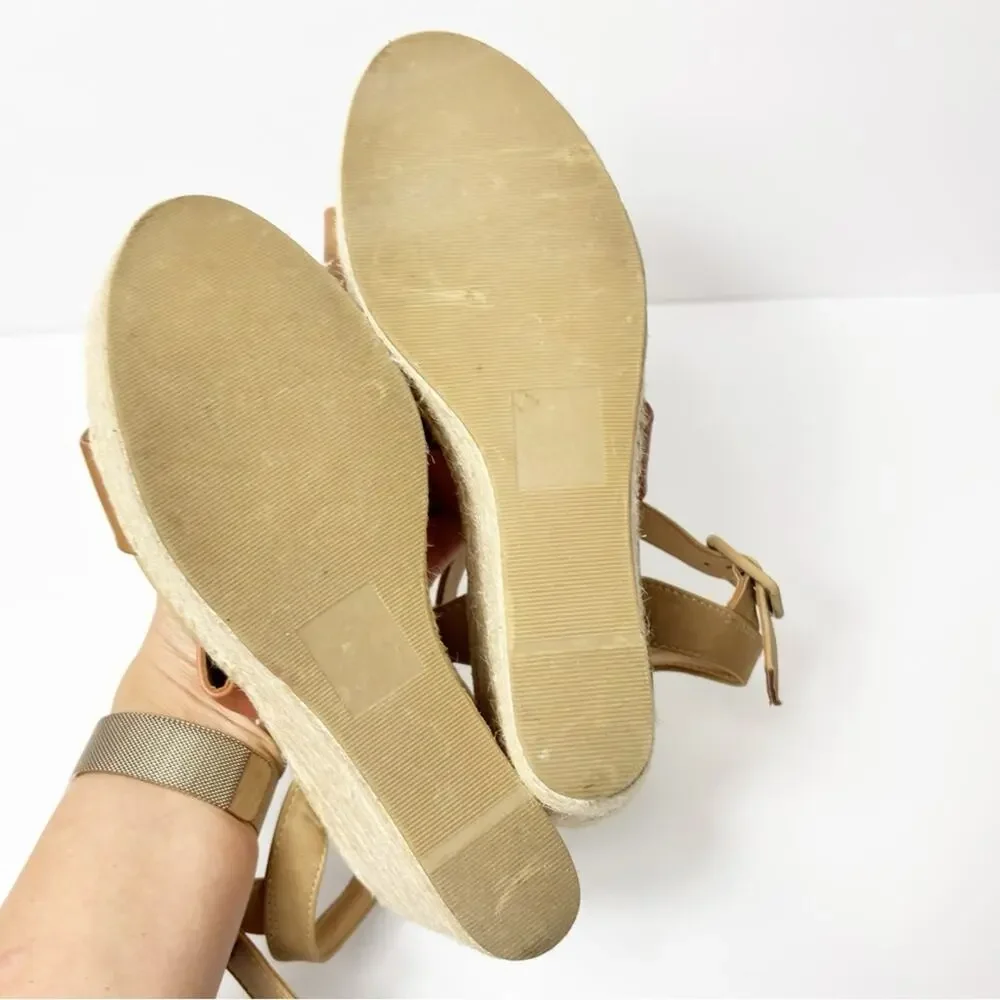 COCONUTS BY MATISSE WOMEN BEIGE PINK WEDGE HEEL SANDALS SIZE 10M